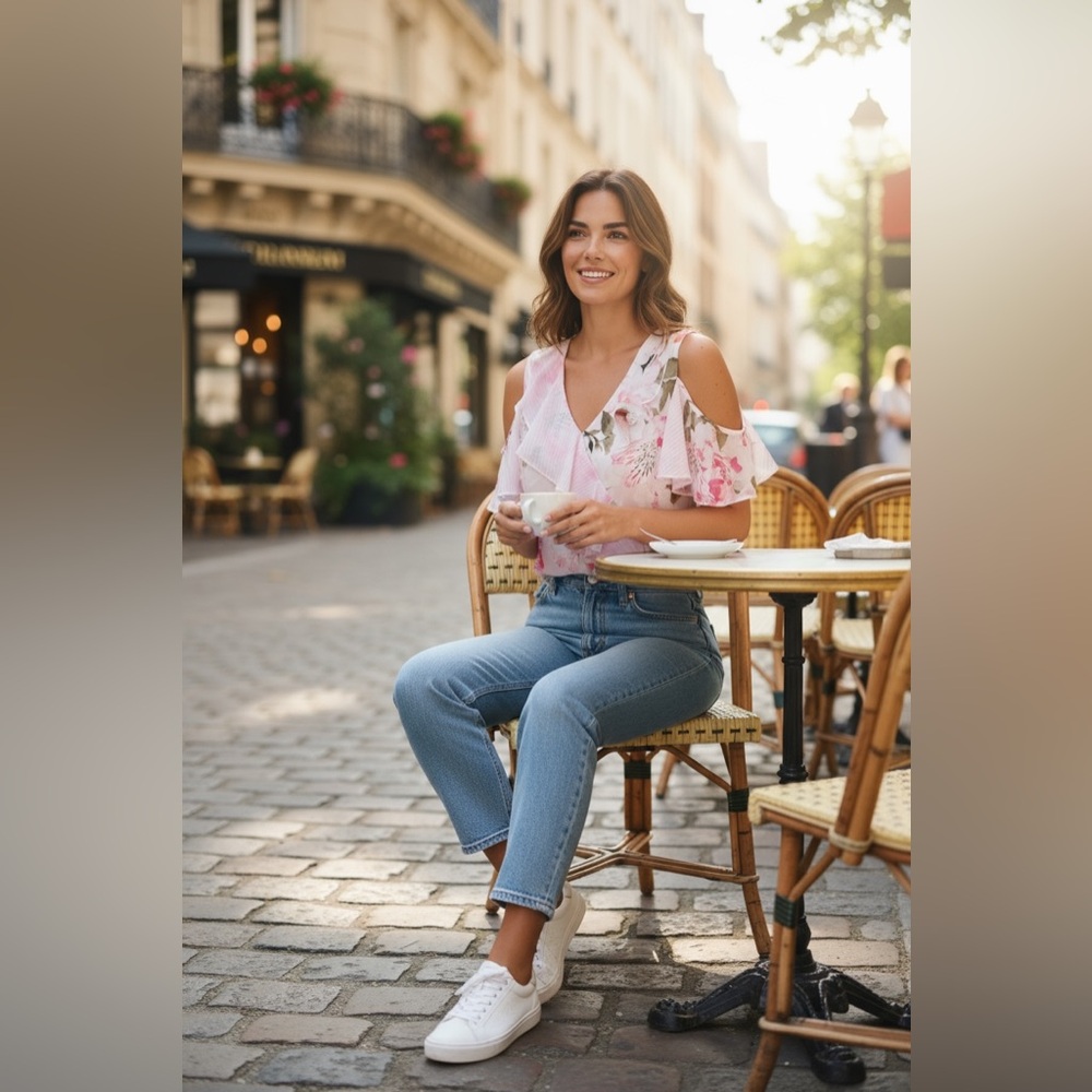 Calvin Klein Pink Ruffled Asymmetrical Blouse